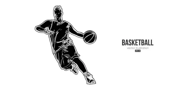 Abstraktní Basketbalista Muž Akci Izolované Bílé Pozadí Vektorová Ilustrace — Stockový vektor
