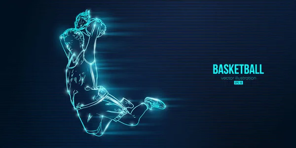 Abstrakte Silhouette Einer Basketballspielerin Aktion Isoliert Blauen Hintergrund Vektorillustration — Stockvektor