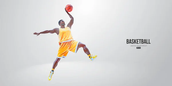 Silhouette Réaliste Joueur Basket Ball Homme Action Isolé Fond Blanc — Image vectorielle