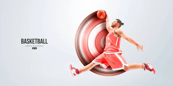 Realisztikus Sziluett Egy Kosárlabda Játékos Ember Akcióban Elszigetelt Fehér Háttér — Stock Vector