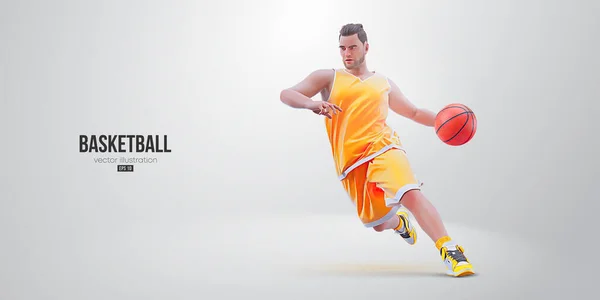 Realistic Silhouette Basketball Player Man Action Isolated White Background Vector — Stock Vector