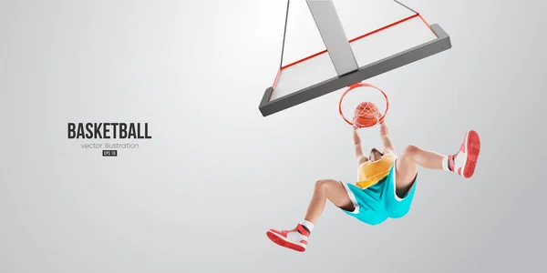 Realistische Silhouette Eines Basketballspielers Mann Aktion Isoliert Weißen Hintergrund Vektorillustration — Stockvektor