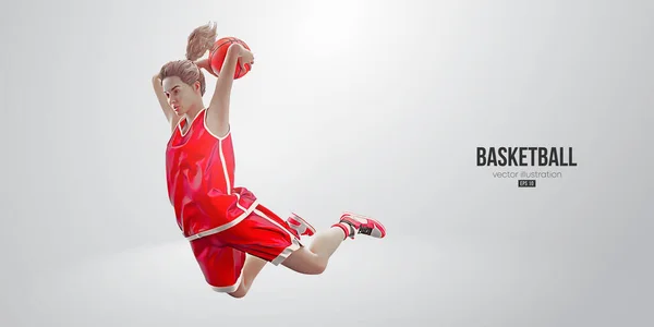 Realistische Silhouette Einer Basketballspielerin Aktion Isolierten Weißen Hintergrund Vektorillustration — Stockvektor