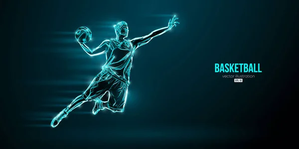 Abstrakte Silhouette Eines Basketballspielers Mann Aktion Isoliert Blauen Hintergrund Vektorillustration — Stockvektor