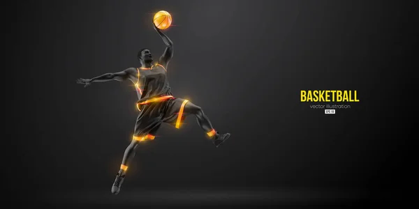 Абстрактный Силуэт Баскетболиста Человека Действии Изолированный Черный Фон Векторная Иллюстрация — стоковый вектор
