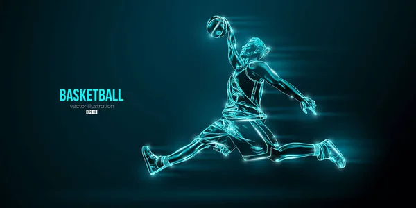 Abstract Silhouette Basketball Player Man Action Isolated Blue Background Vector — Stock Vector