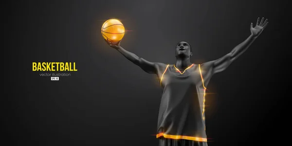 Abstrakte Silhouette Eines Basketballspielers Mann Aktion Isolierten Schwarzen Hintergrund Vektorillustration — Stockvektor