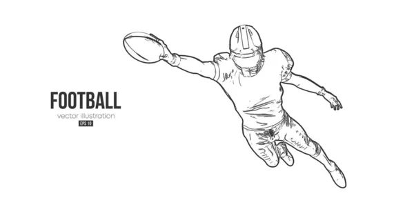 NFL Amerikan futbolcusunun soyut silüeti, beyaz arka planda izole edilmiş. Vektör illüstrasyonu