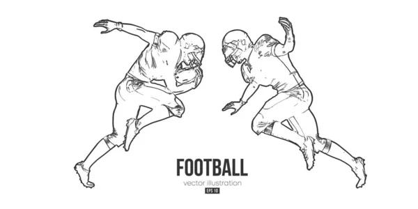 Silhueta abstrata de um jogador de futebol americano da NFL em ação fundo branco isolado. Ilustração vetorial — Vetor de Stock
