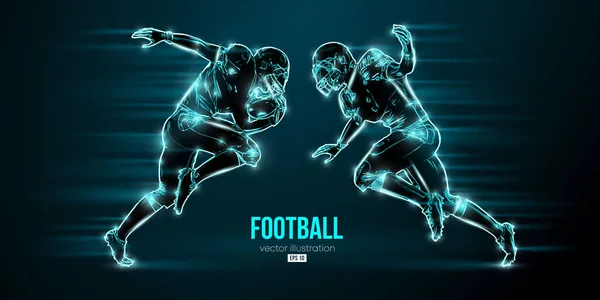 摘要美国Nfl足球运动员行动中孤立的蓝色背景的轮廓 矢量说明 — 图库矢量图片