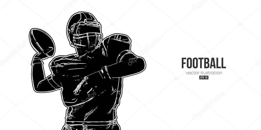 Abstract silhouette of a NFL american football player man in action isolated white background. Vector illustration