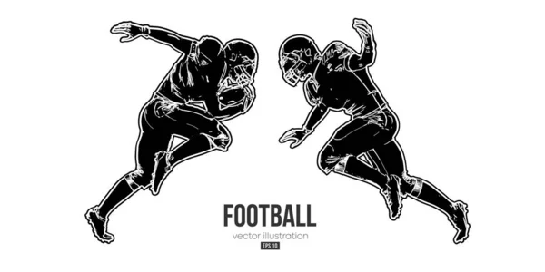 Abstrakcyjna Sylwetka Amerykańskiego Futbolisty Nfl Akcji Odizolowanego Białego Tła Ilustracja — Wektor stockowy