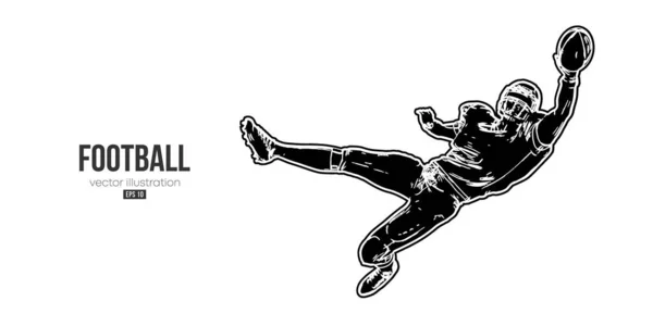 Silueta abstracta de un jugador de fútbol americano de la NFL en acción aislado fondo blanco. Ilustración vectorial — Vector de stock
