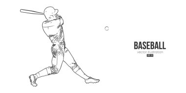 Beyaz arka planda bir beyzbol oyuncusunun soyut silüeti. Beyzbol oyuncusu topa vuruyor. Vektör illüstrasyonu
