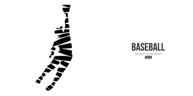 Beyaz arka planda bir beyzbol oyuncusunun soyut silüeti. Beyzbol oyuncusu topa vuruyor. Vektör illüstrasyonu