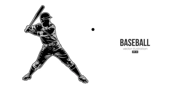 Silhouette astratta di un giocatore di baseball su sfondo bianco. Battitore giocatore di baseball colpisce la palla. Illustrazione vettoriale — Vettoriale Stock