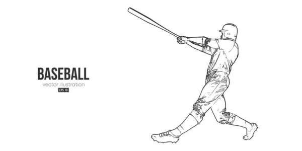 Abstract silhouette of a baseball player on white background. Baseball player batter hits the ball. Vector illustration — Vetor de Stock