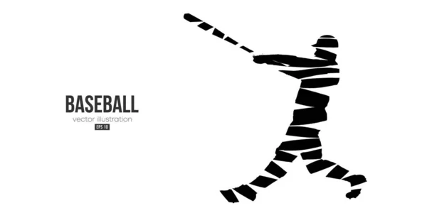 Abstract silhouette of a baseball player on white background. Baseball player batter hits the ball. Vector illustration — Stockvektor