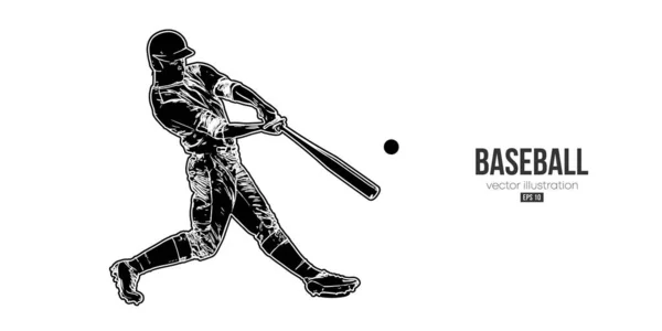 Silueta abstracta de un jugador de béisbol sobre fondo blanco. Jugador de béisbol bateador golpea la pelota. Ilustración vectorial — Archivo Imágenes Vectoriales