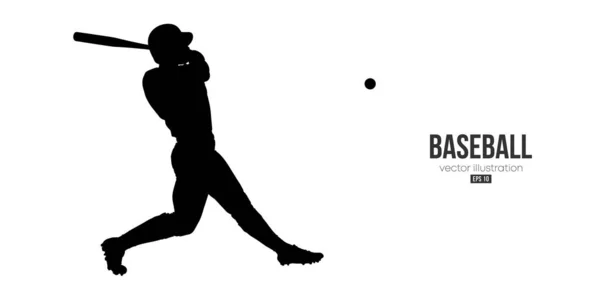 Abstract silhouette of a baseball player on white background. Baseball player batter hits the ball. Vector illustration — Stockvektor