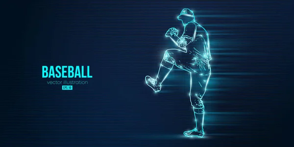 Abstracte silhouet van een honkbalspeler op blauwe achtergrond. Honkbalspeler slaat de bal. Vectorillustratie — Stockvector