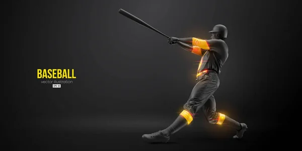 Silhouette Astratta Giocatore Baseball Sfondo Nero Realistico Giocatore Baseball Battitore — Vettoriale Stock