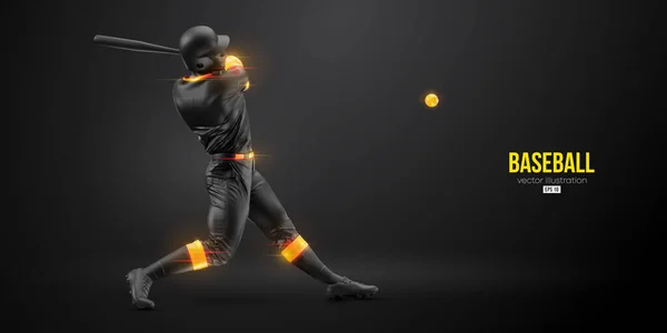 Abstracte Silhouet Van Een Honkbalspeler Zwarte Achtergrond Realistische Honkbalspeler Slaat — Stockvector