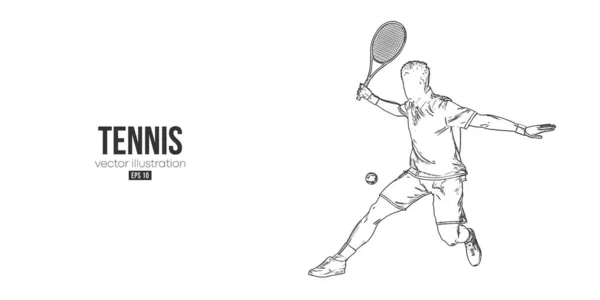 Abstrakte Silhouette Eines Tennisspielers Auf Weißem Hintergrund Tennisspieler Mann Mit — Stockvektor