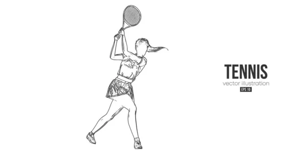 Silueta Abstracta Tenista Sobre Fondo Blanco Jugadora Tenis Mujer Con — Archivo Imágenes Vectoriales