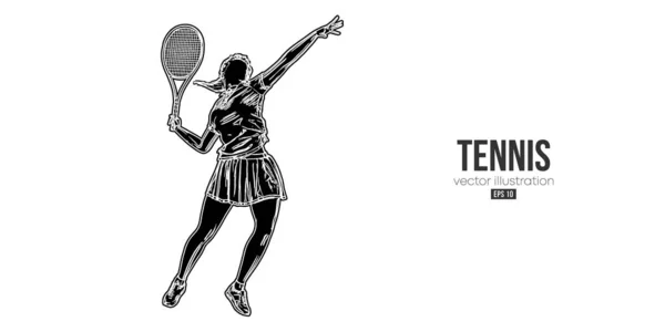 Silueta Abstracta Tenista Sobre Fondo Blanco Jugadora Tenis Mujer Con — Archivo Imágenes Vectoriales