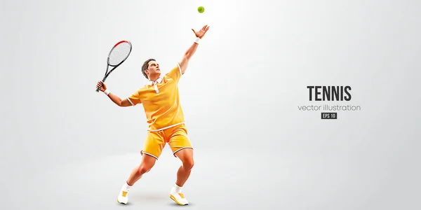 白い背景にテニス選手のリアルなシルエット ラケットを持っているテニス選手の男はボールを打つ ベクターイラスト — ストックベクタ