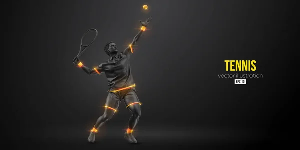Abstrakte Silhouette Eines Tennisspielers Auf Schwarzem Hintergrund Tennisspieler Mann Mit — Stockvektor