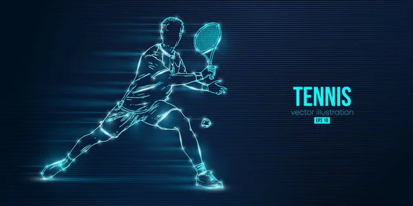 Silhouette Abstraite Joueur Tennis Sur Fond Bleu Joueur Tennis Homme — Image vectorielle