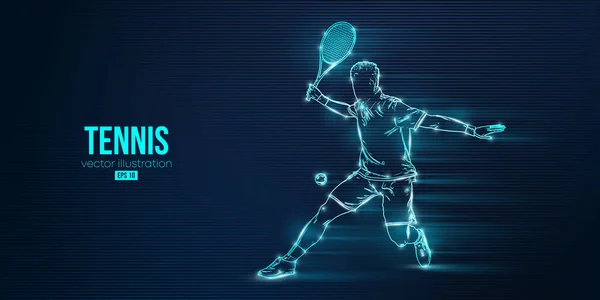Silhouette Abstraite Joueur Tennis Sur Fond Bleu Joueur Tennis Homme — Image vectorielle