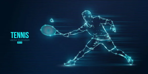 Silhouette Abstraite Joueur Tennis Sur Fond Bleu Joueur Tennis Homme — Image vectorielle