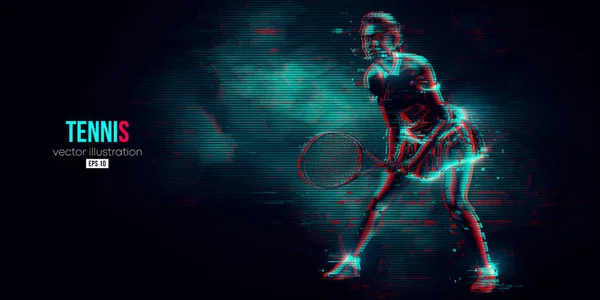 Silhouette Abstraite Joueur Tennis Sur Fond Noir Joueuse Tennis Femme — Image vectorielle