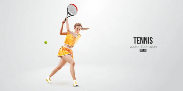 Realistische Silhouette Eines Tennisspielers Auf Weißem Hintergrund Tennisspielerin Mit Schläger — Stockvektor