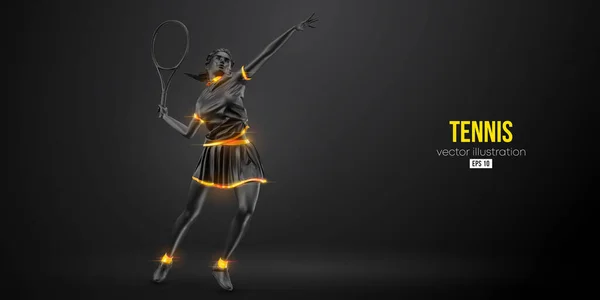 Silueta Abstracta Tenista Sobre Fondo Negro Jugadora Tenis Mujer Con — Archivo Imágenes Vectoriales