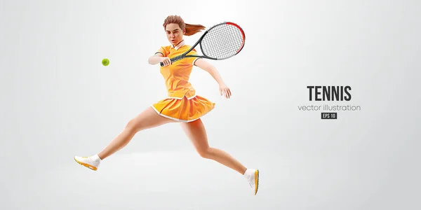 Realistisch Silhouet Van Een Tennisspeler Witte Achtergrond Tennisspeelster Met Racket — Stockvector