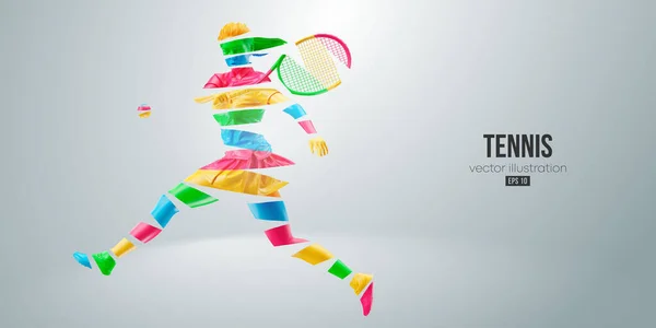 Abstrakte Silhouette Eines Tennisspielers Auf Weißem Hintergrund Tennisspielerin Mit Schläger — Stockvektor