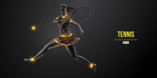 Silueta Abstracta Tenista Sobre Fondo Negro Jugadora Tenis Mujer Con — Archivo Imágenes Vectoriales