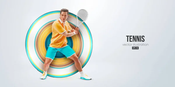 Realistische Silhouette Eines Tennisspielers Auf Weißem Hintergrund Tennisspieler Mann Mit — Stockvektor