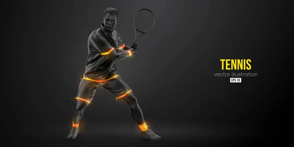 Silhouette Abstraite Joueur Tennis Sur Fond Noir Joueur Tennis Homme — Image vectorielle