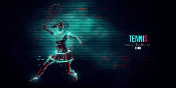 Silhouette Abstraite Joueur Tennis Sur Fond Noir Joueuse Tennis Femme — Image vectorielle
