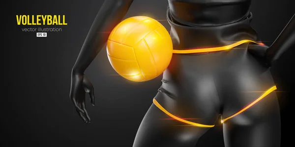 Silhouette Abstraite Joueur Volley Ball Sur Fond Noir Joueuse Volley — Image vectorielle