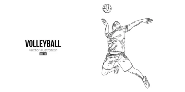Abstract Silhouet Van Een Volleybalspeler Witte Achtergrond Volleybalspeler Slaat Bal — Stockvector