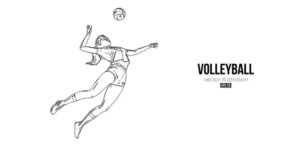 Silhouette Abstraite Joueur Volley Ball Sur Fond Blanc Joueuse Volley — Image vectorielle