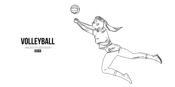 Abstract Silhouette Volleyball Player White Background Volleyball Player Woman Hits — Vettoriale Stock