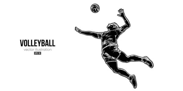 Abstract Silhouette Volleyball Player White Background Volleyball Player Man Hits — Vettoriale Stock