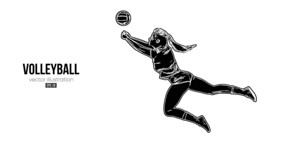 Silhueta Abstrata Jogador Voleibol Fundo Branco Uma Jogadora Voleibol Acerta — Vetor de Stock